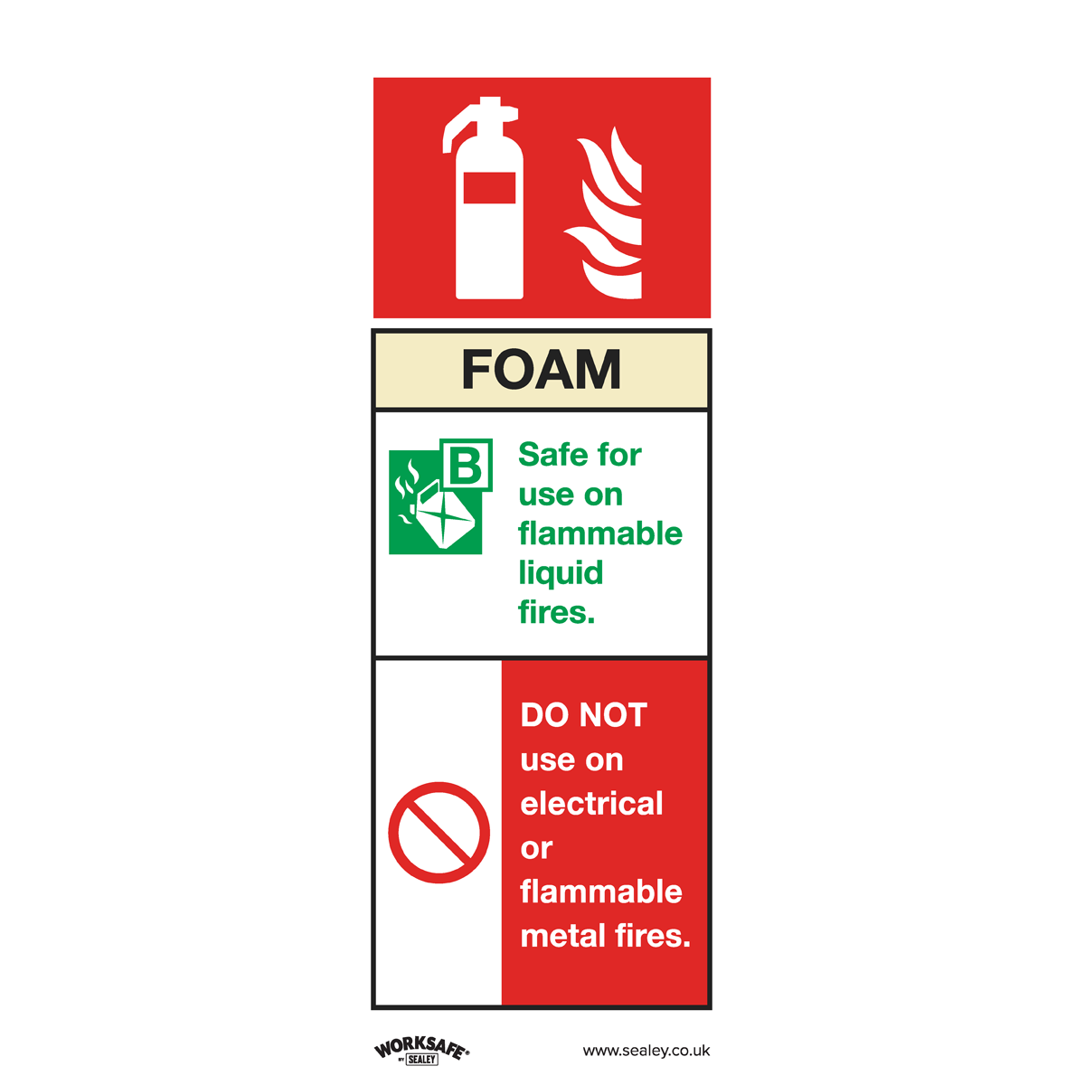 Worksafe® Foam Fire Extinguisher Safety Sign - Self-Adhesive