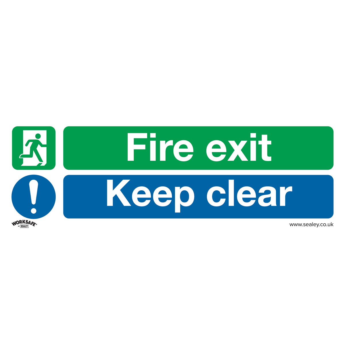 Worksafe® Fire Exit Keep Clear (Large) Safety Sign - Self-Ad