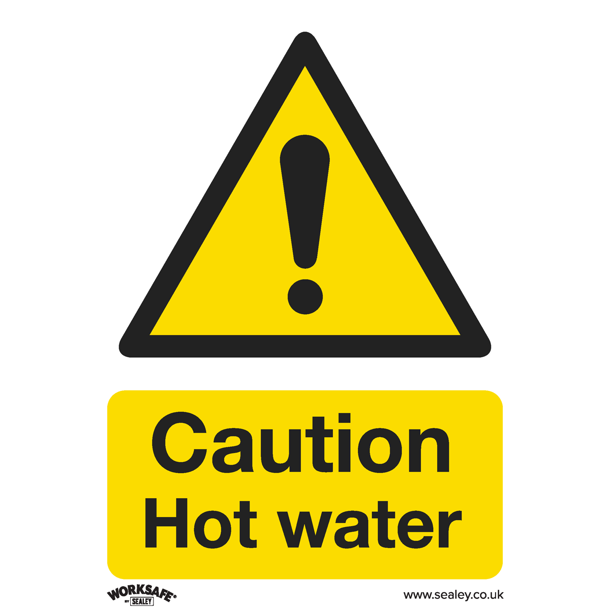 Worksafe® Caution Hot Water Safety Sign - Self-Adhesive Viny