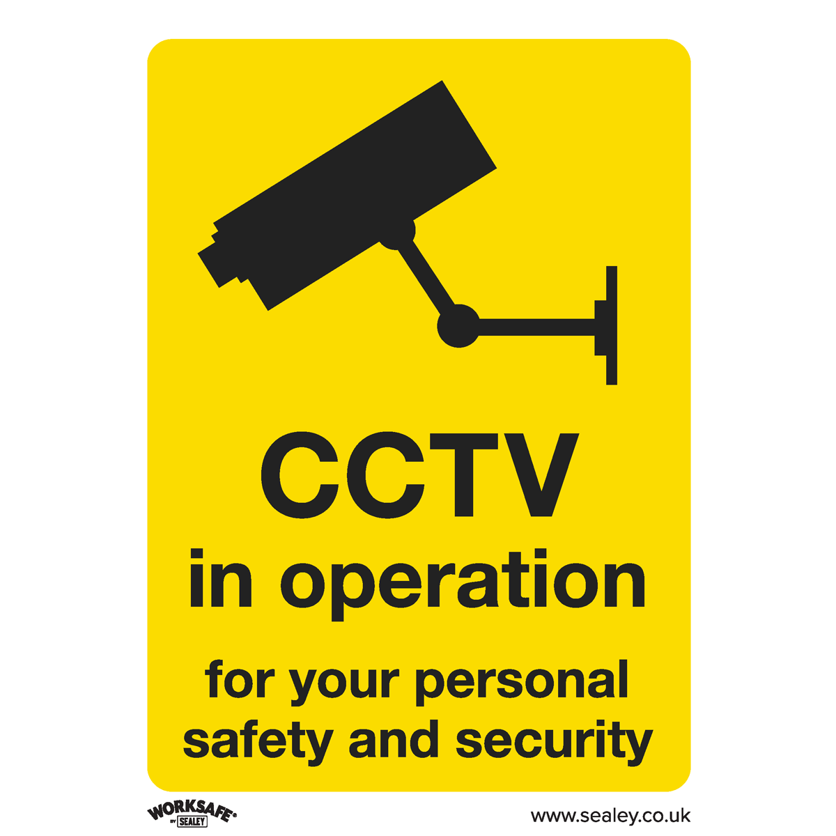 Worksafe® CCTV Safety Sign, Rigid Plastic - Pack of 10