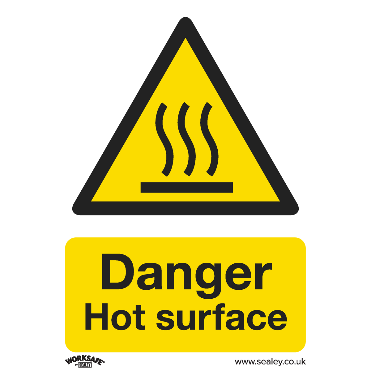 Worksafe® Danger Hot Surface Safety Sign - Self-Adhesive Vin