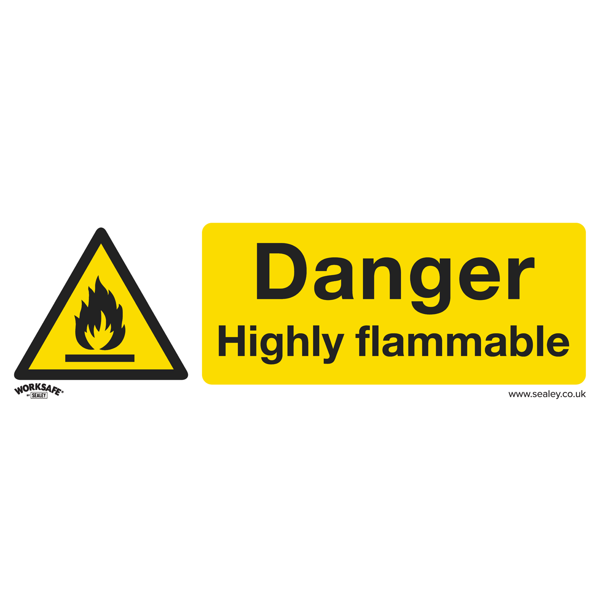 Worksafe® Danger Highly Flammable Safety Sign - Self-Adhesiv