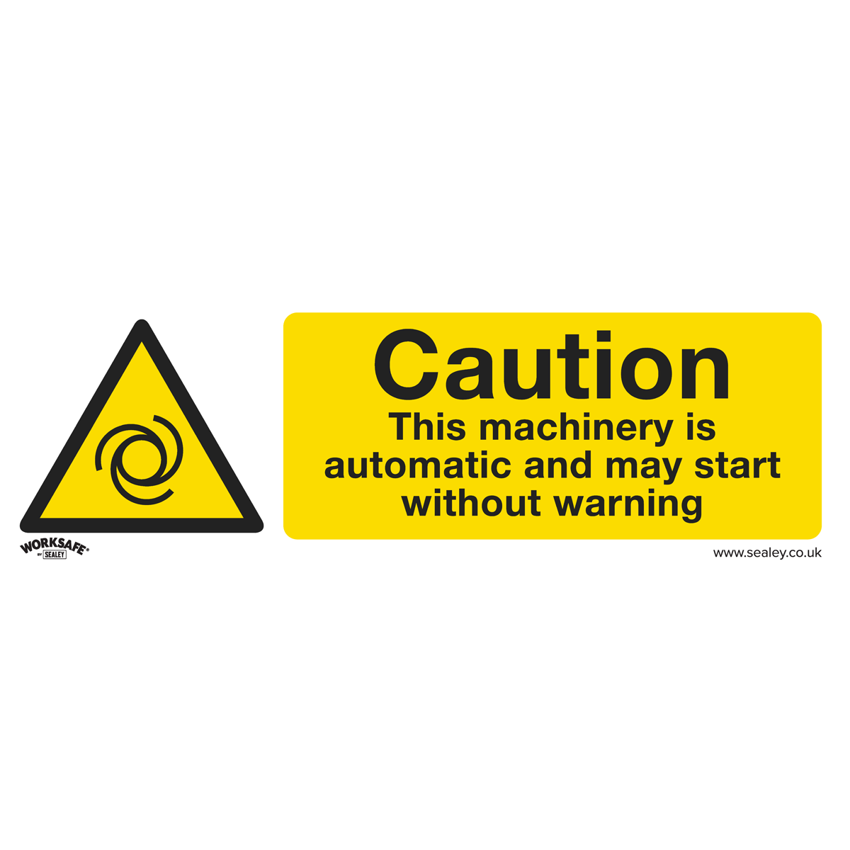 Worksafe® Caution Automatic Machinery Safety Sign, Rigid Pla