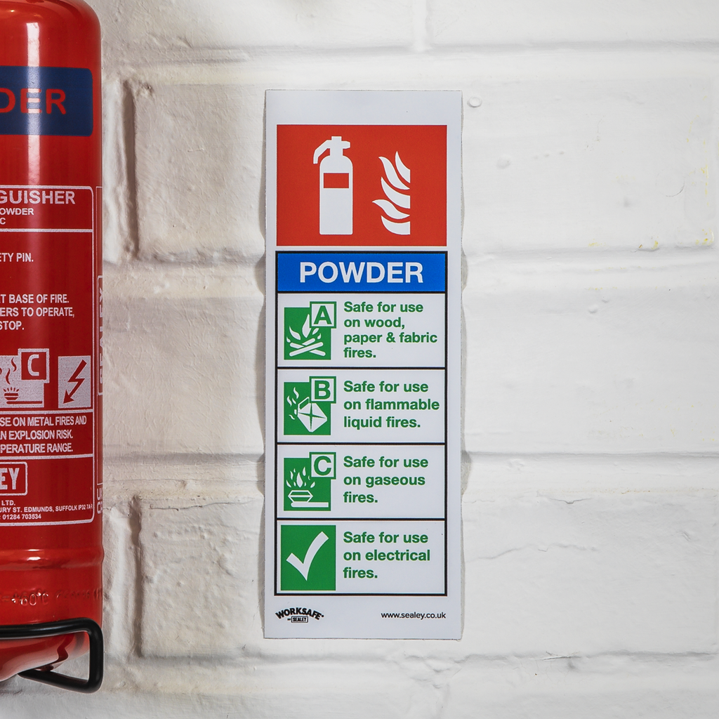 Worksafe® Powder Fire Extinguisher Safety Sign - Rigid Plast
