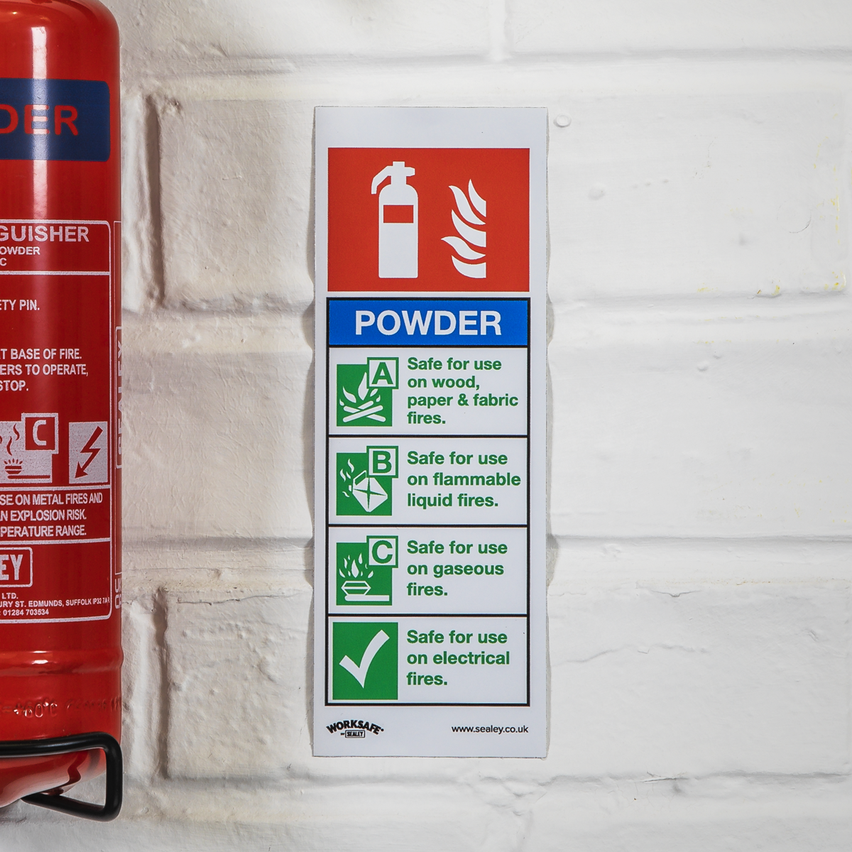 Worksafe® Powder Fire Extinguisher Safety Sign - Rigid Plast