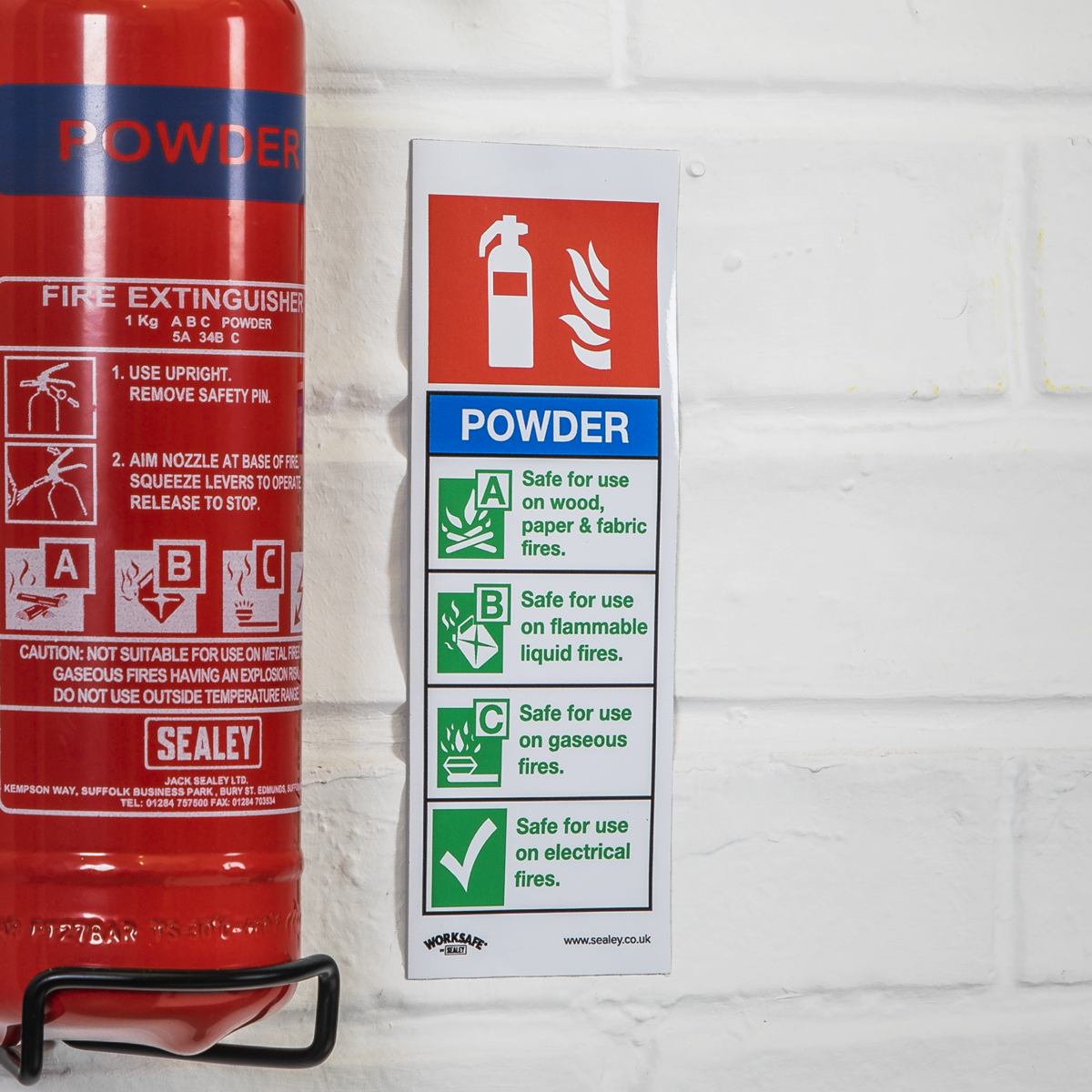 Worksafe® Powder Fire Extinguisher Safety Sign - Rigid Plast