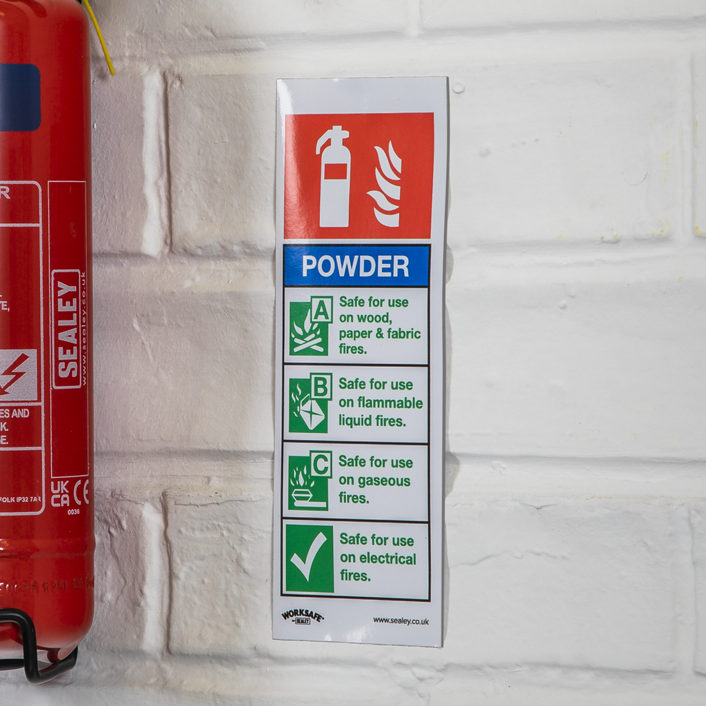 Worksafe® Powder Fire Extinguisher Safety Sign - Rigid Plast