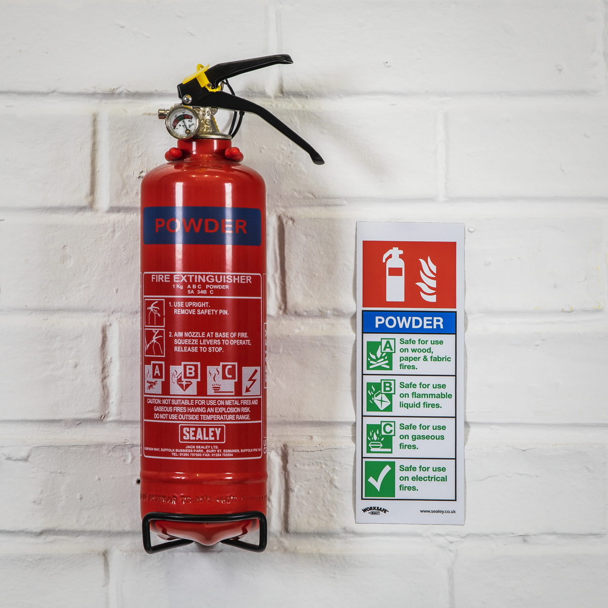 Worksafe® Powder Fire Extinguisher Safety Sign - Rigid Plast