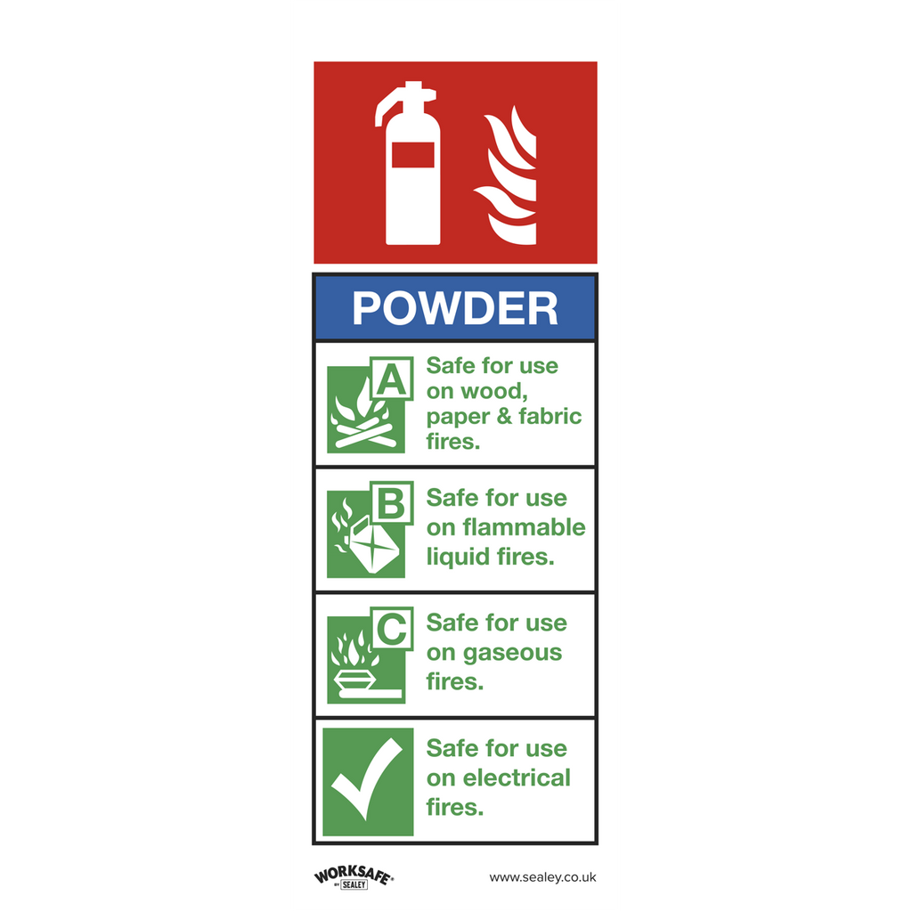 Worksafe® Powder Fire Extinguisher Safety Sign - Rigid Plast