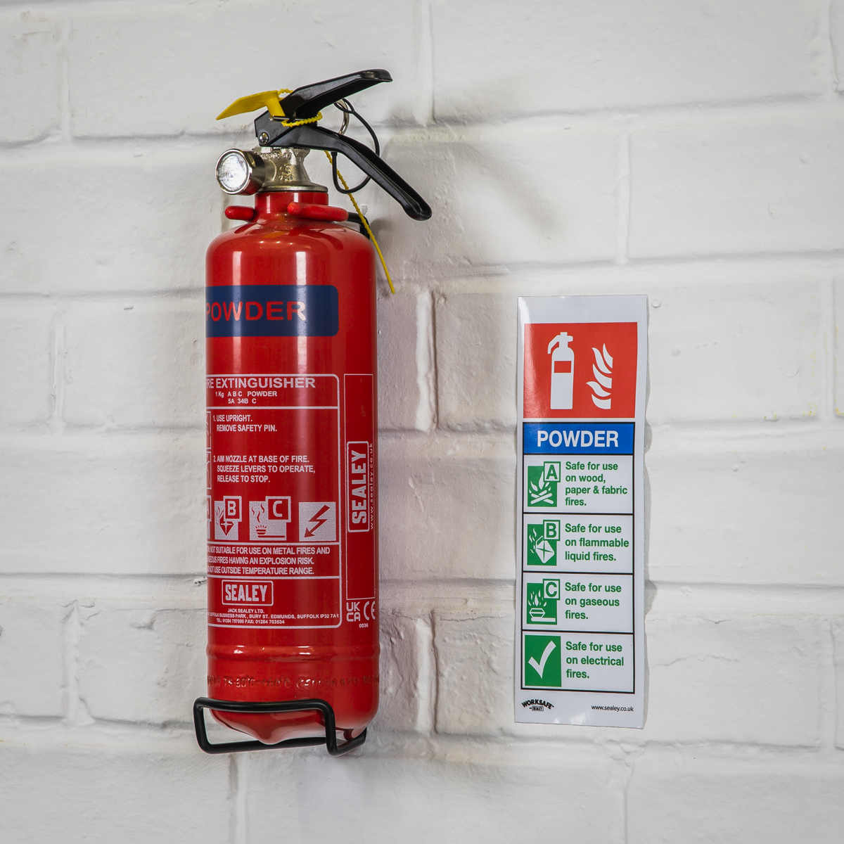 Worksafe® Powder Fire Extinguisher Safety Sign, Self-Adhesiv