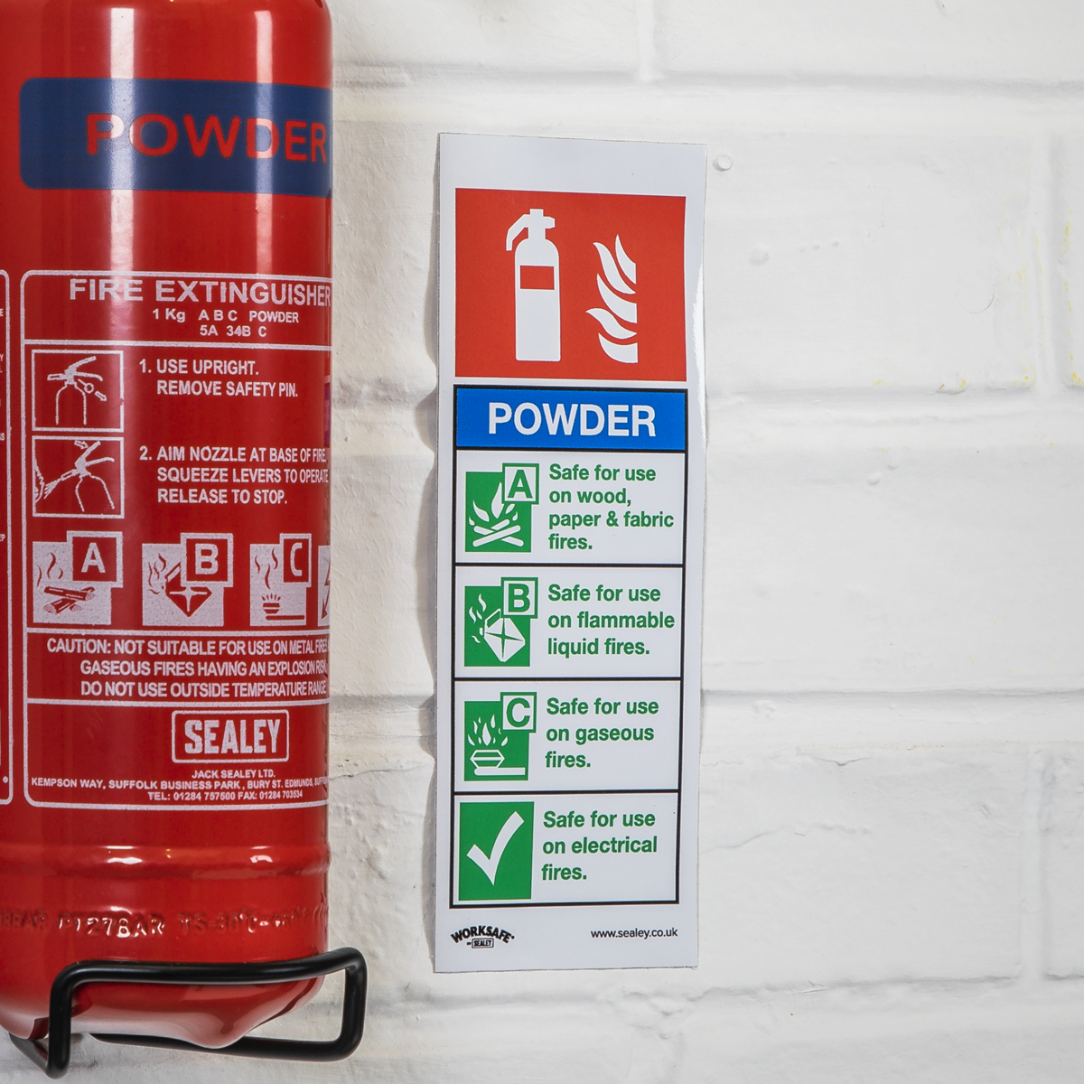 Worksafe® Powder Fire Extinguisher Safety Sign - Self-Adhesi