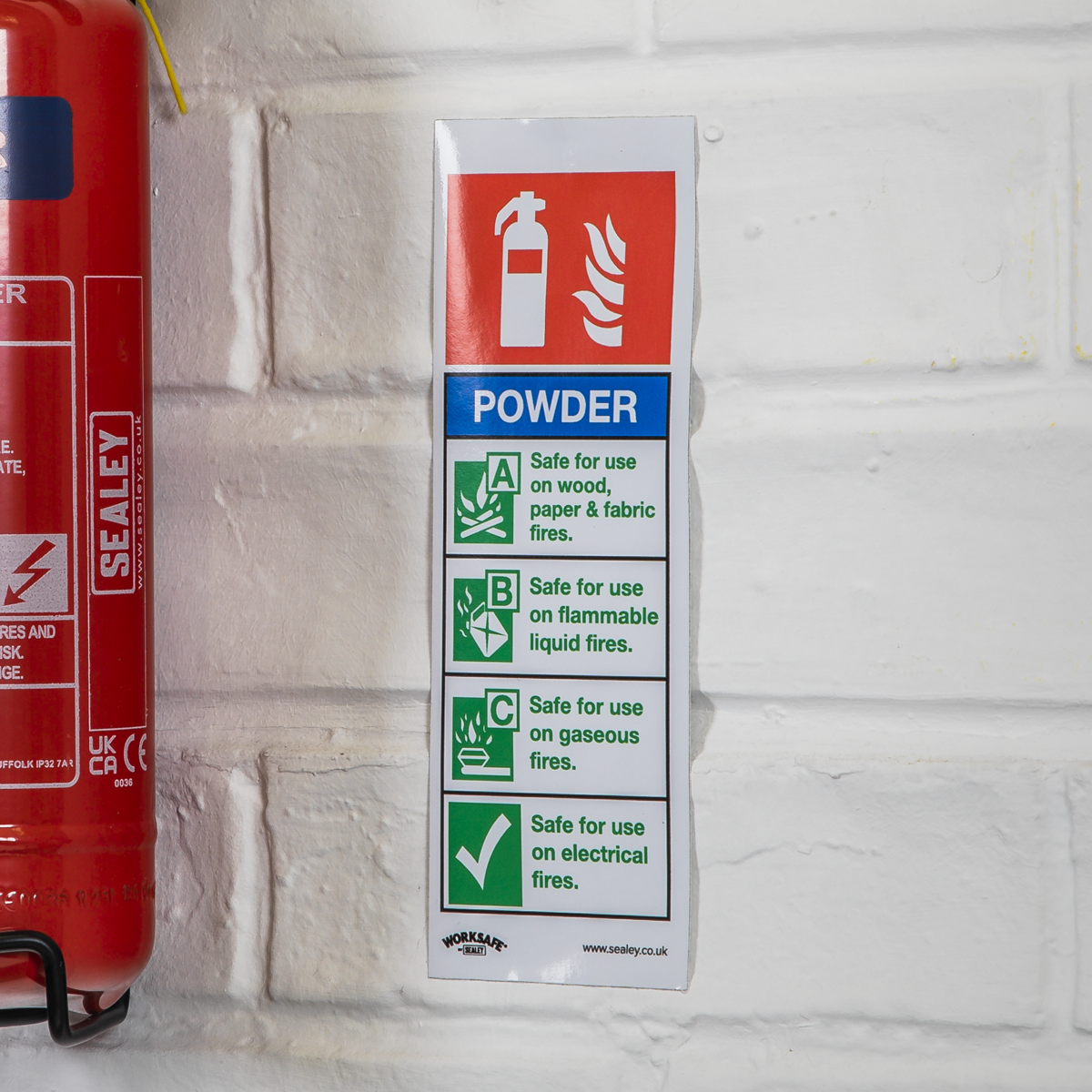 Worksafe® Powder Fire Extinguisher Safety Sign - Self-Adhesi