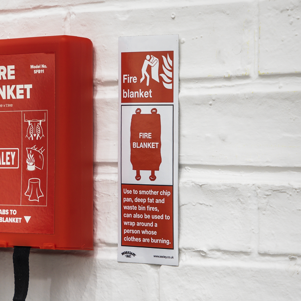 Worksafe® Fire Blanket Safety Sign, Self-Adhesive Vinyl - Pa