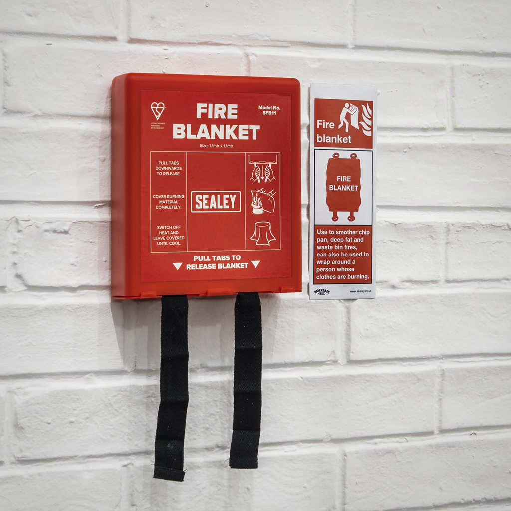 Worksafe® Fire Blanket Safety Sign, Self-Adhesive Vinyl - Pa