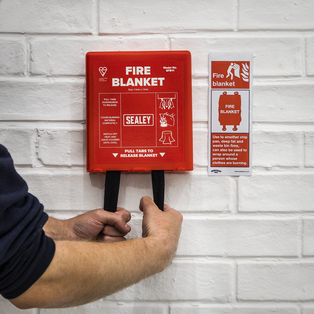 Worksafe® Fire Blanket Safety Sign, Self-Adhesive Vinyl - Pa
