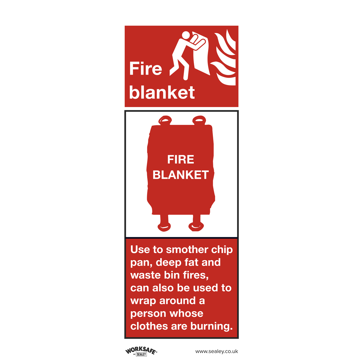 Worksafe® Fire Blanket Safety Sign, Self-Adhesive Vinyl - Pa
