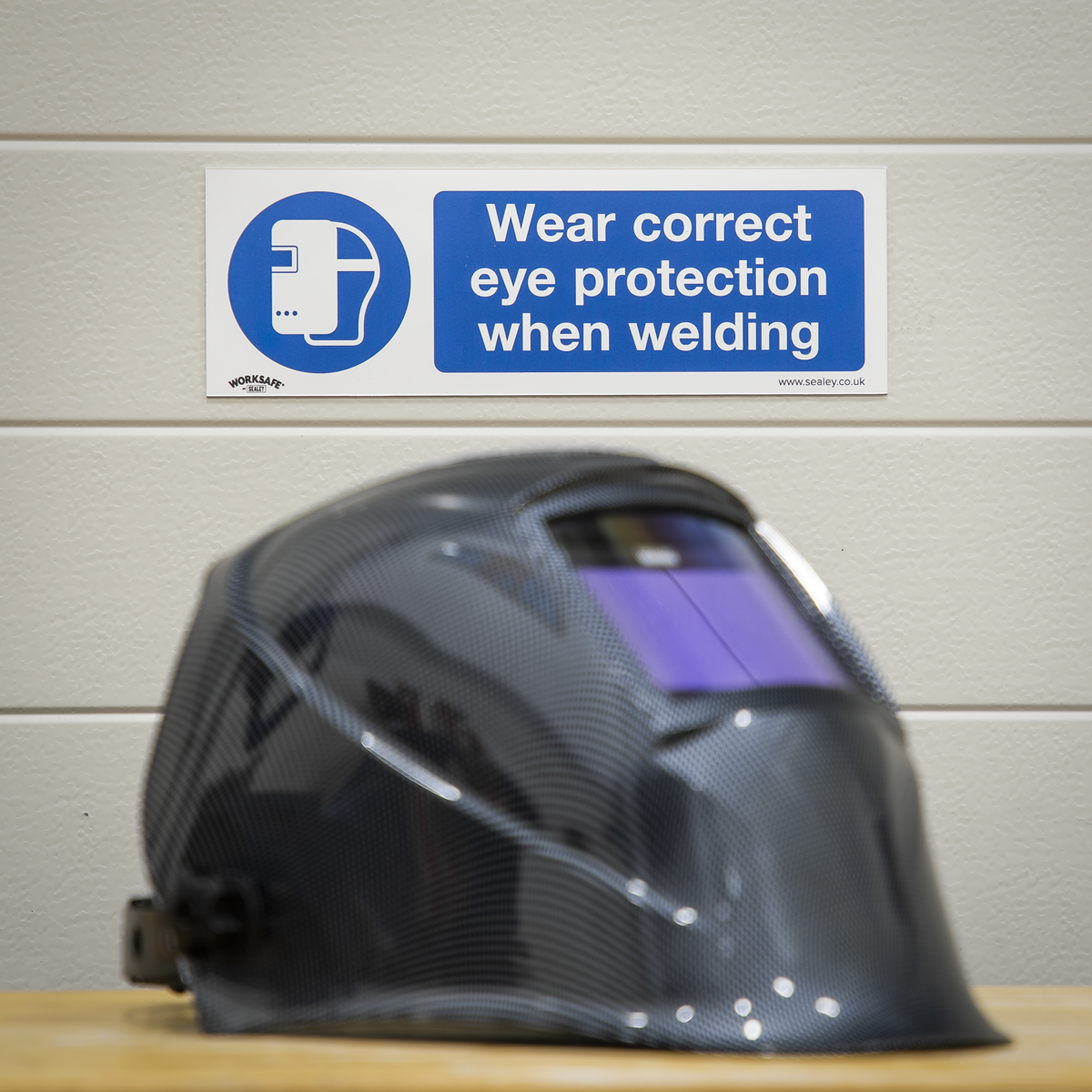 Worksafe® Wear Eye Protection When Welding Safety Sign, Self-Adhesive Vinyl - Pack of 10