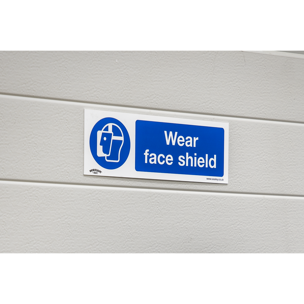 Worksafe® Wear Face Shield Safety Sign, Self-Adhesive Vinyl