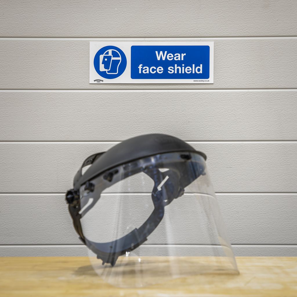 Worksafe® Wear Face Shield Safety Sign, Self-Adhesive Vinyl