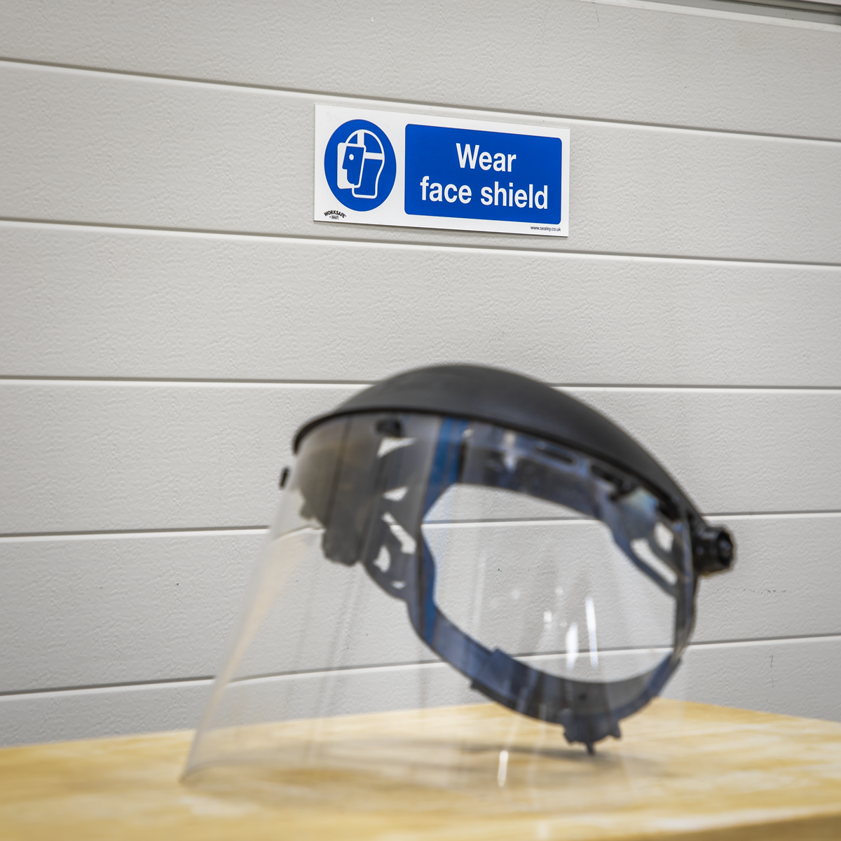 Worksafe® Wear Face Shield Safety Sign, Self-Adhesive Vinyl