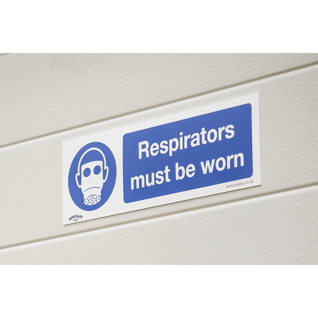 Worksafe® Respirators Must Be Worn Safety Sign - Self-Adhesi
