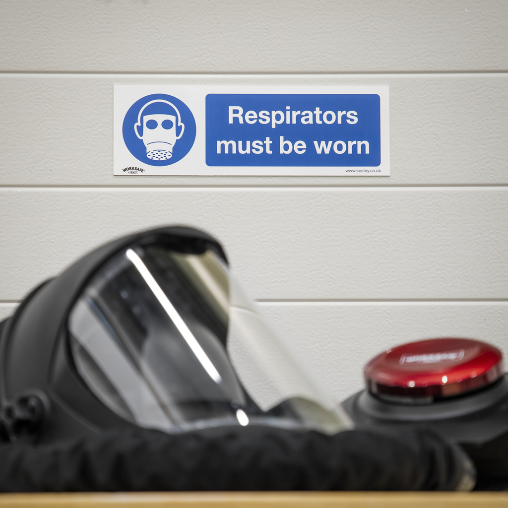 Worksafe® Respirators Must Be Worn Safety Sign - Self-Adhesi