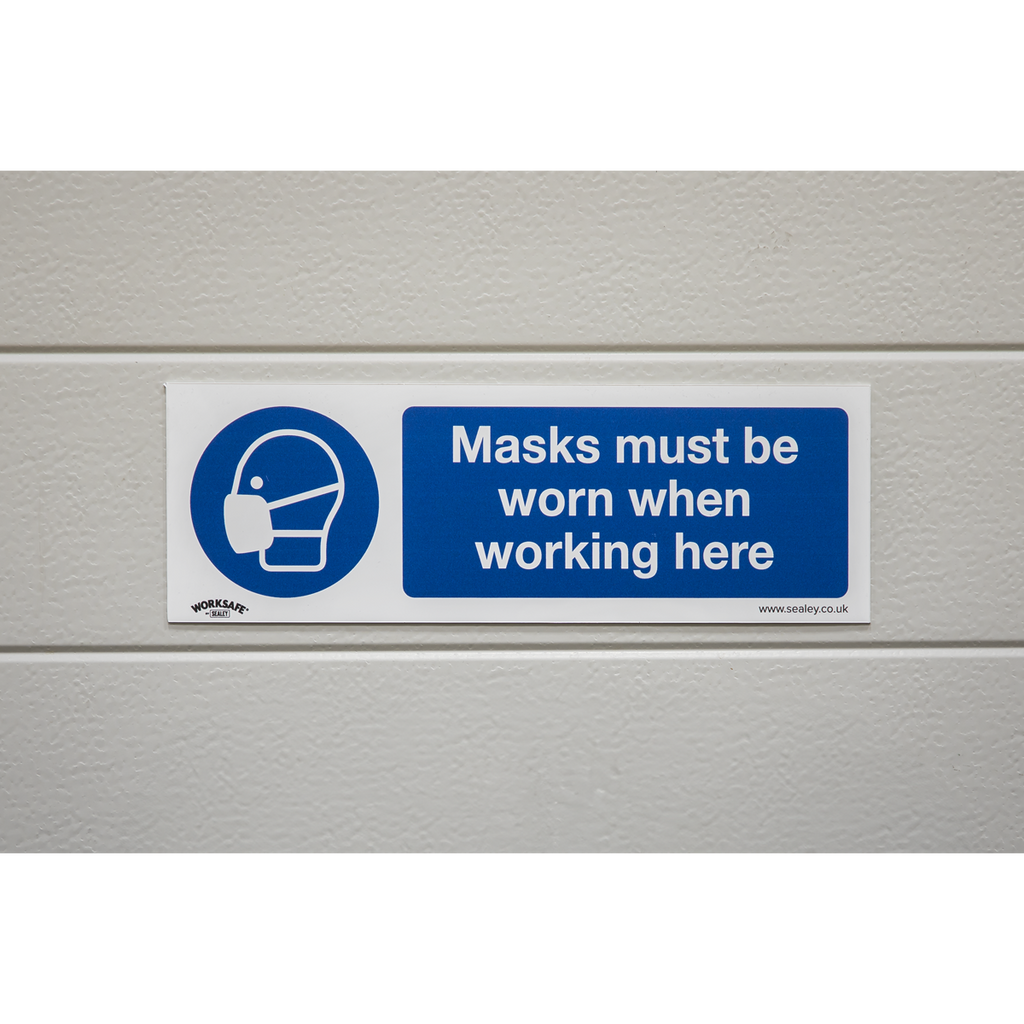 Worksafe® Masks Must Be Worn Safety Sign - Self-Adhesive Vin
