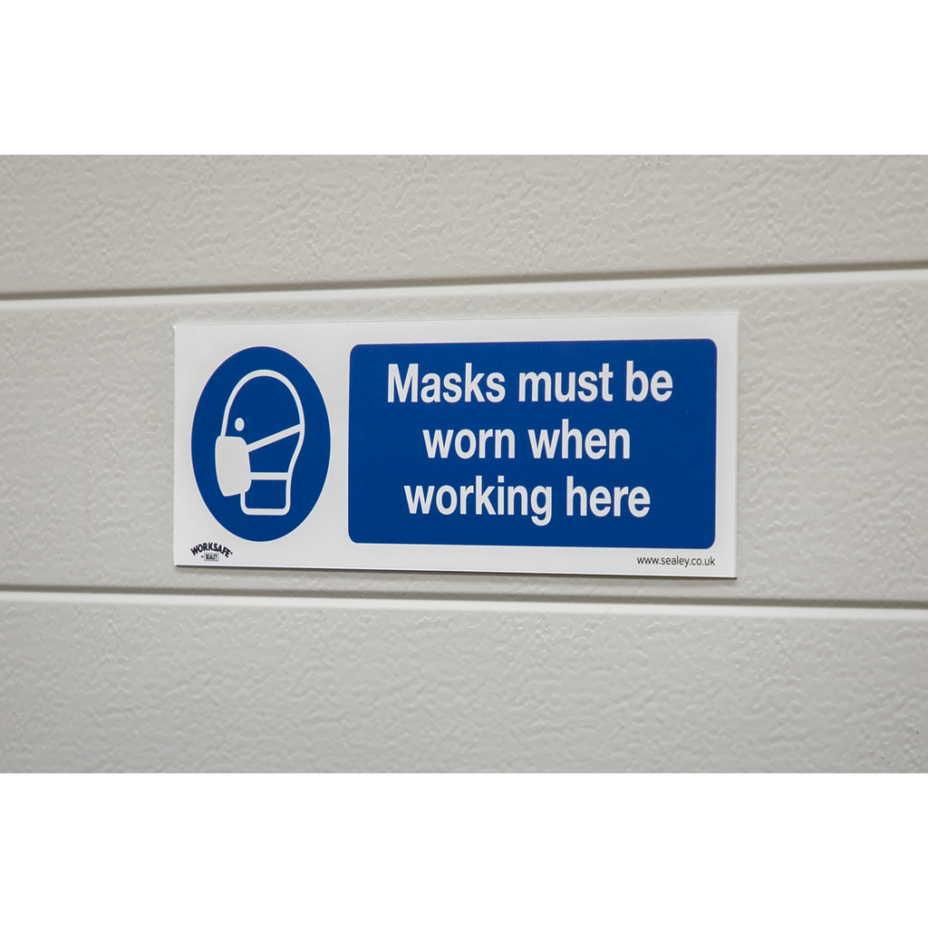 Worksafe® Masks Must Be Worn Safety Sign - Self-Adhesive Vin