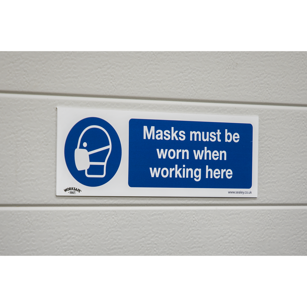 Worksafe® Masks Must Be Worn Safety Sign - Self-Adhesive Vin