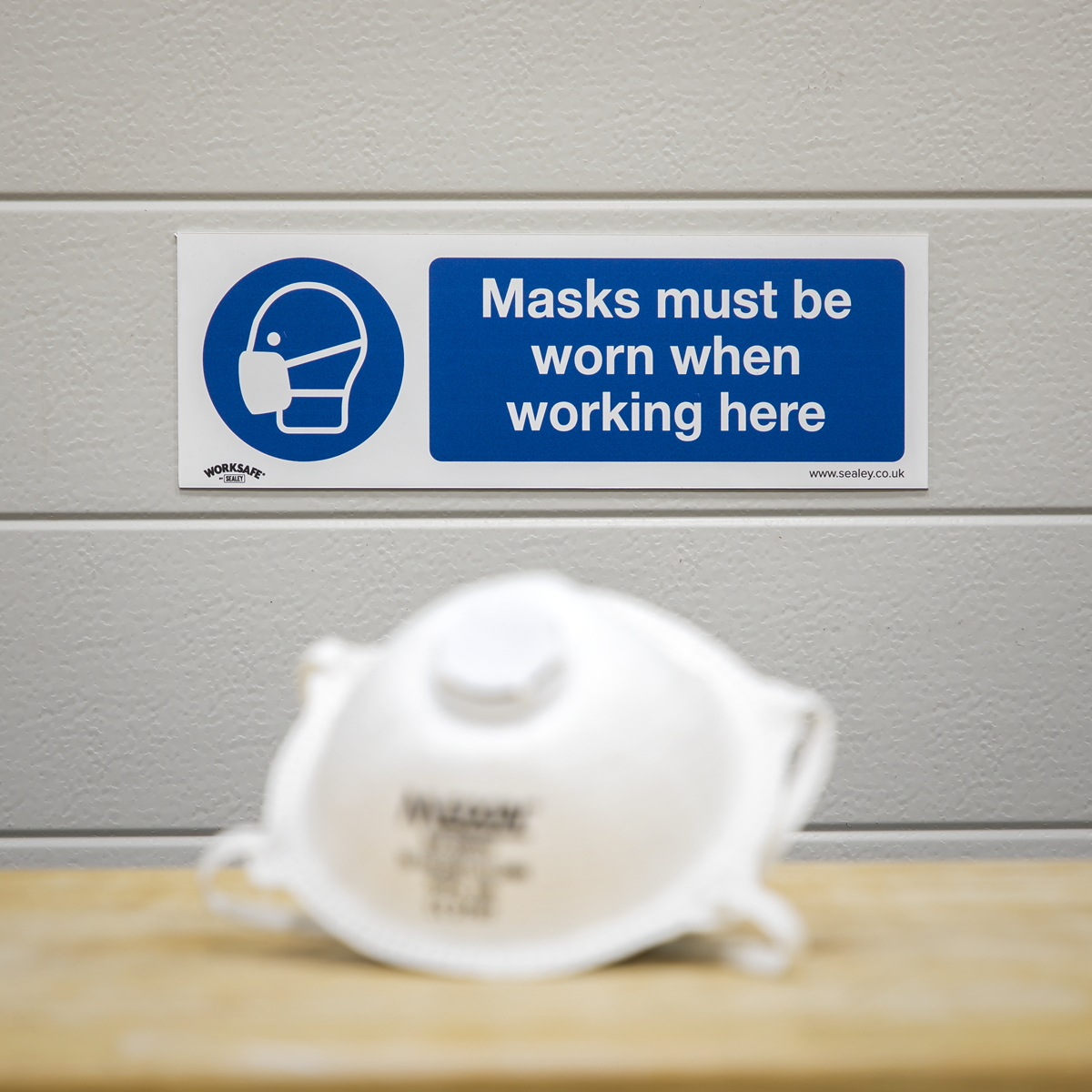 Worksafe® Masks Must Be Worn Safety Sign - Self-Adhesive Vin