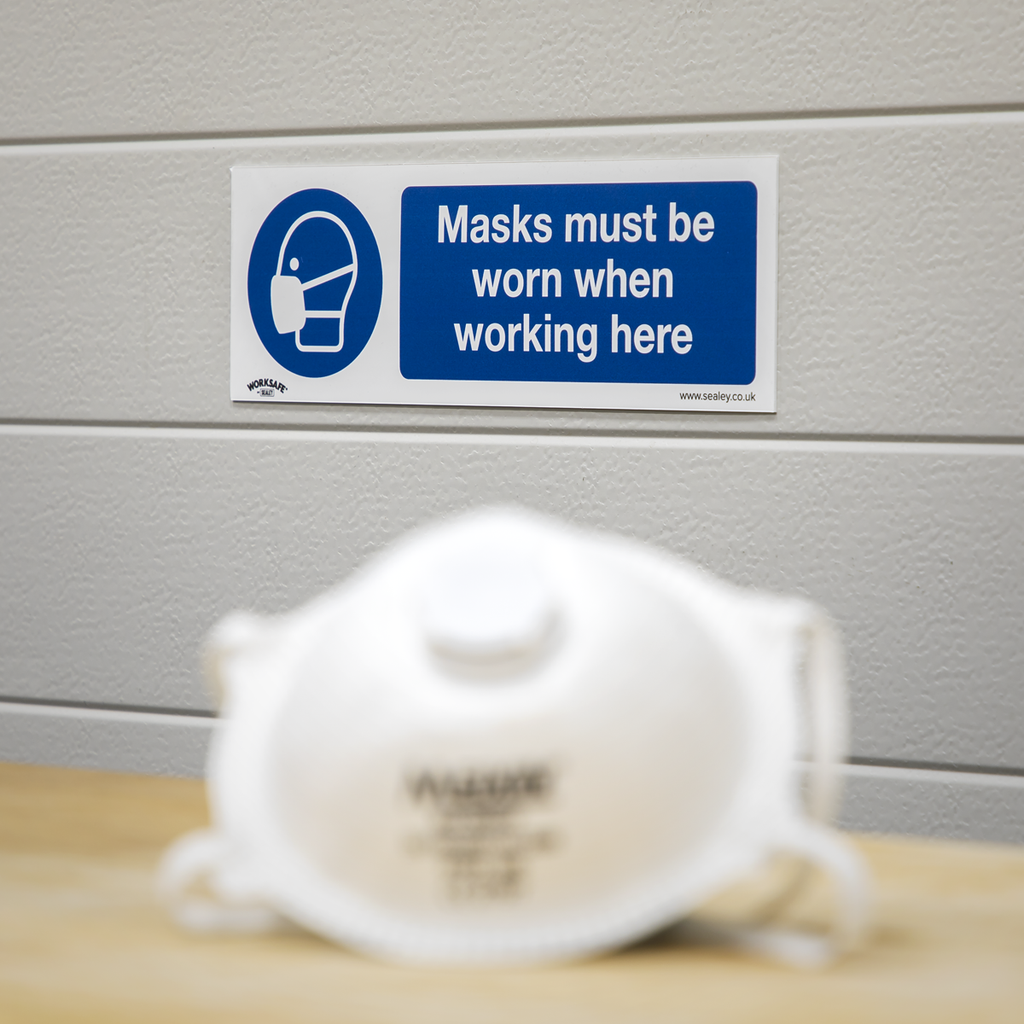 Worksafe® Masks Must Be Worn Safety Sign - Self-Adhesive Vin