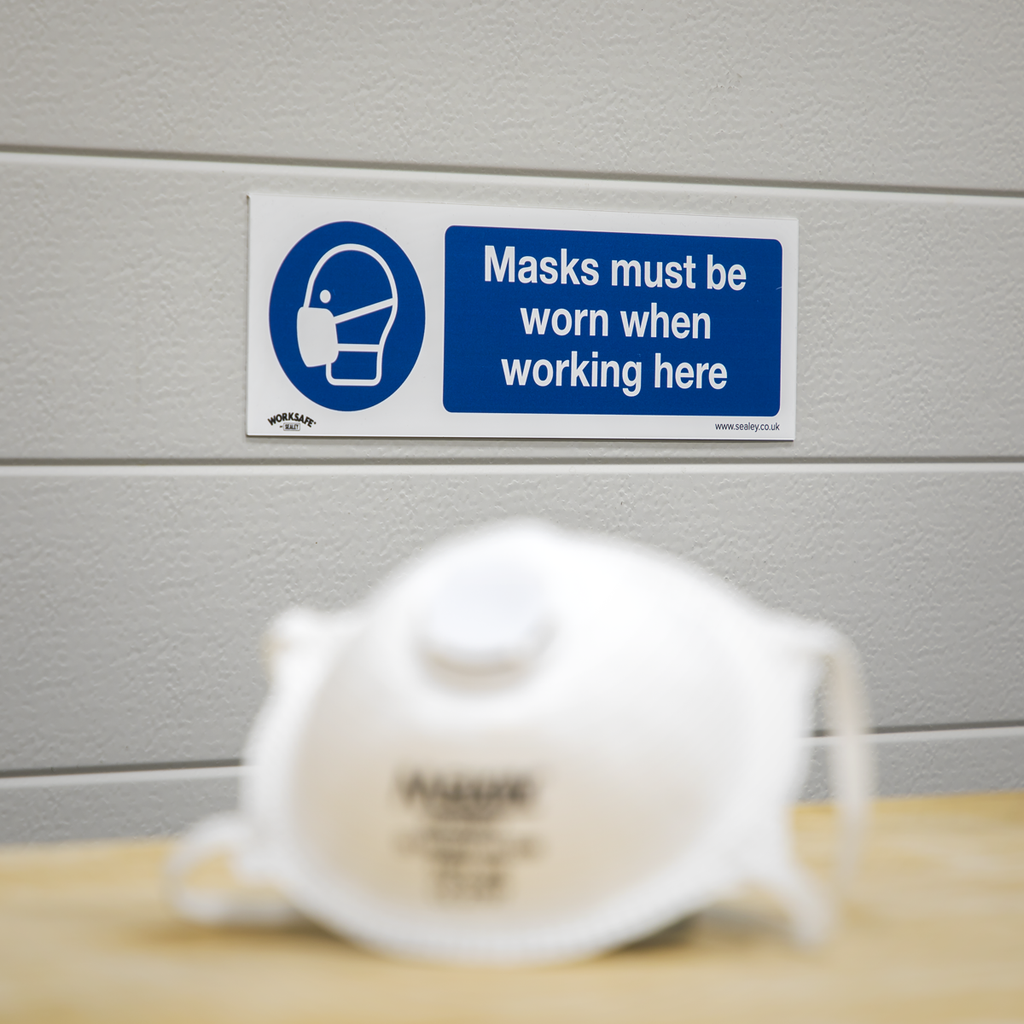 Worksafe® Masks Must Be Worn Safety Sign - Self-Adhesive Vin