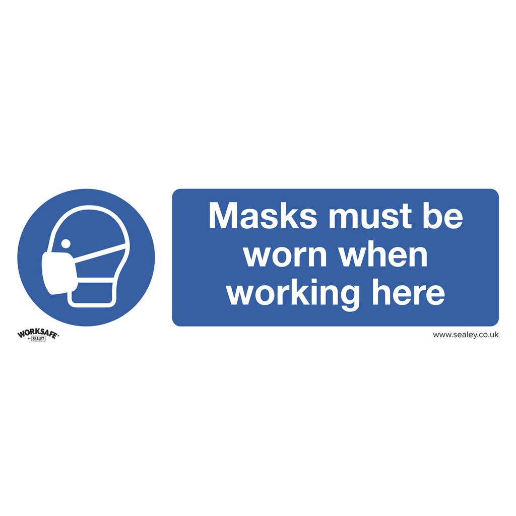 Worksafe® Masks Must Be Worn Safety Sign - Self-Adhesive Vin