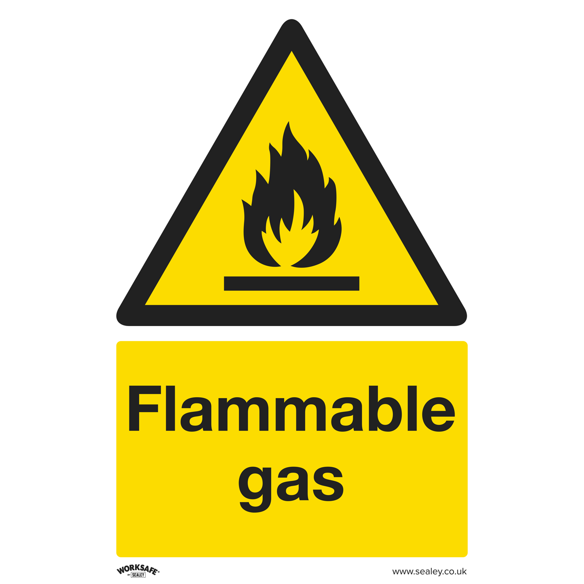 Worksafe® Flammable Gas Safety Sign - Self-Adhesive Vinyl