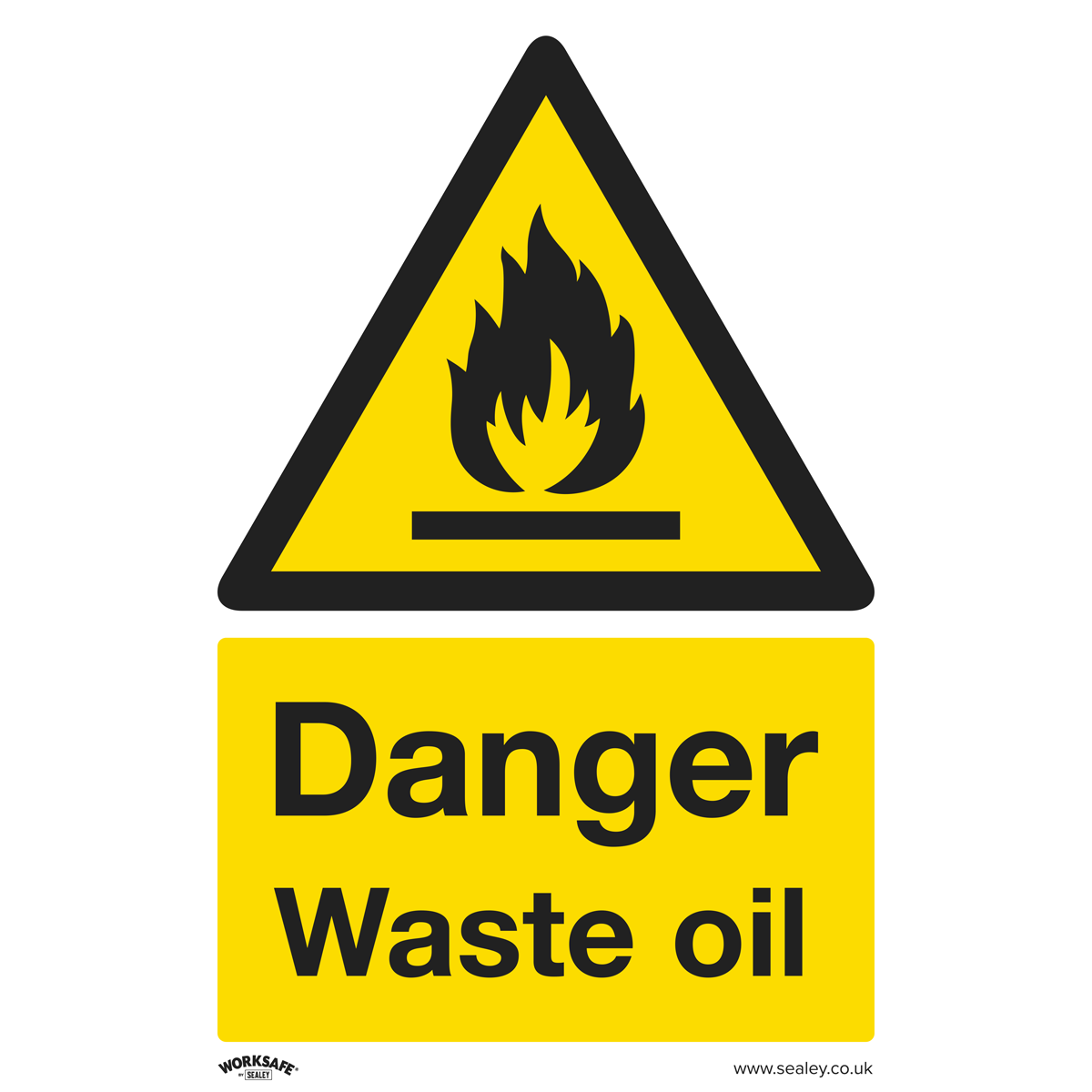Worksafe® Danger Waste Oil Safety Sign, Rigid Plastic - Pack