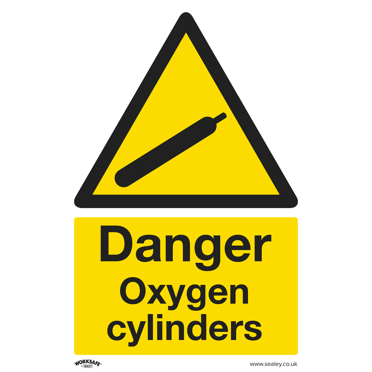 Worksafe® Danger Oxygen Cylinders Safety Sign - Self-Adhesiv