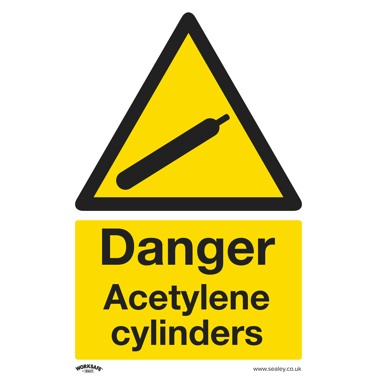 Worksafe® Danger Acetylene Cylinders Safety Sign - Rigid Pla