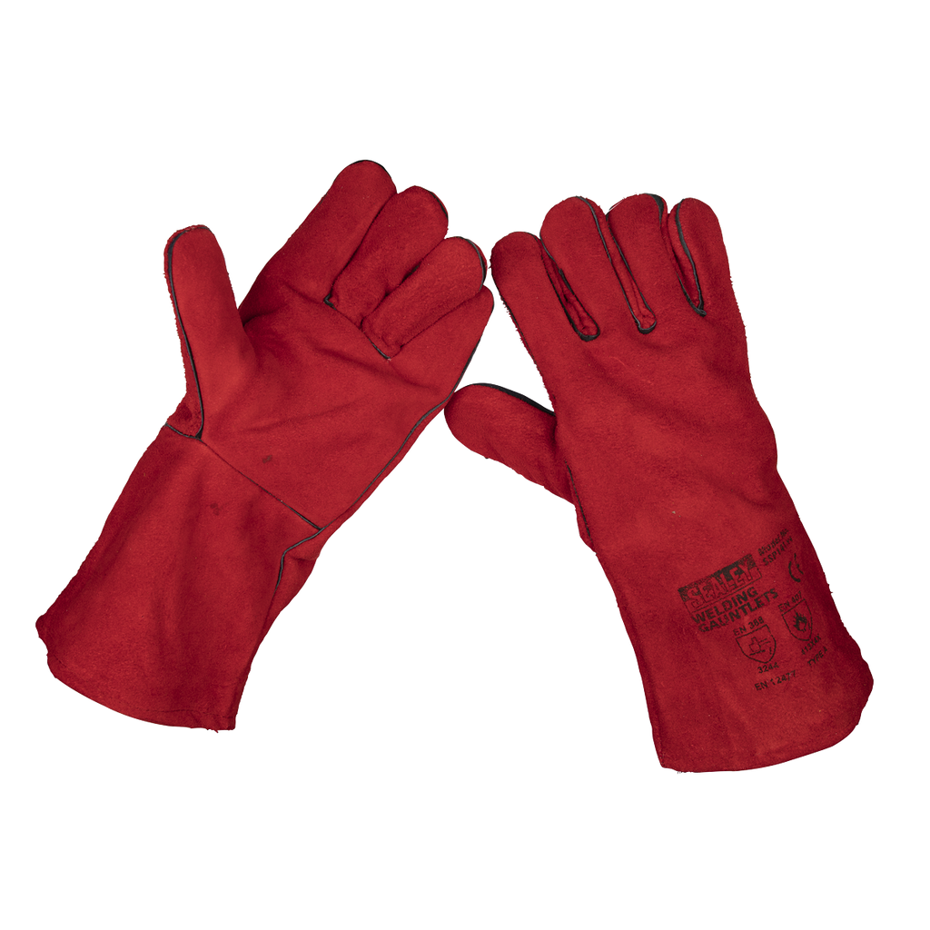 Leather Lined Welding Gauntlets - Pair