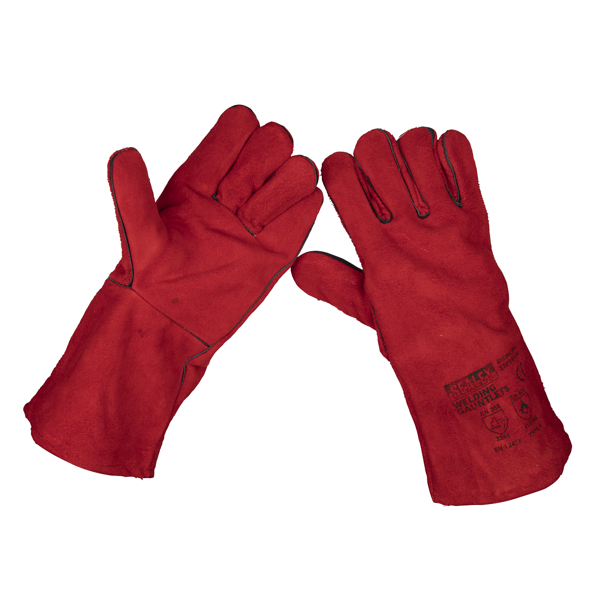 Leather Lined Welding Gauntlets - Pair