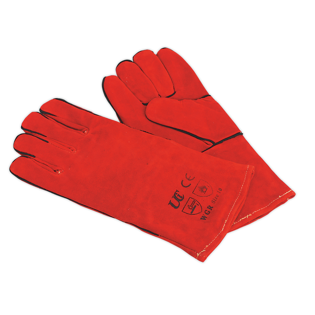 Lined Leather Welding Gauntlets - Pair