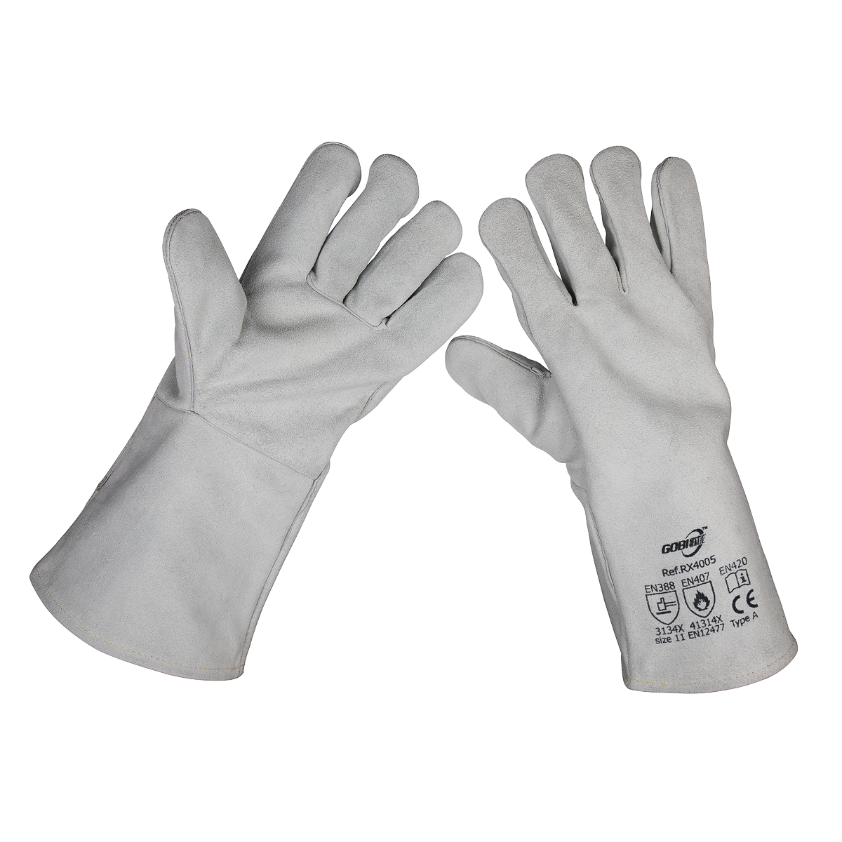 Worksafe Heavy-Duty Leather Lined Welding Gauntlets, Extra-L