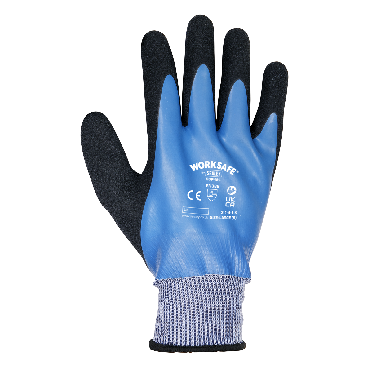 Worksafe® Waterproof Latex Gloves, Large - Pack of 6 Pairs