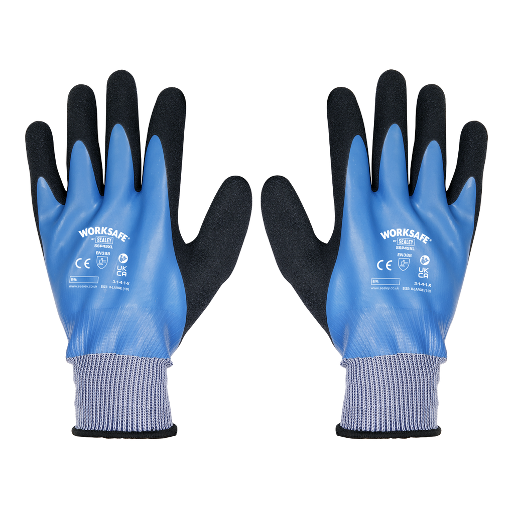 Worksafe® Waterproof Latex Gloves, X-Large - Pack of 6 Pairs