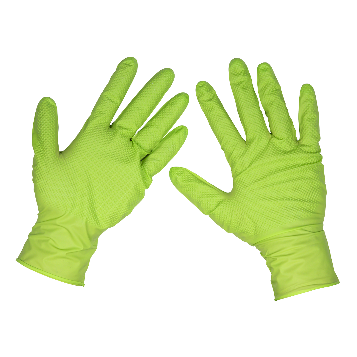 Diamond Grip Extra-Thick Nitrile Powder-Free Gloves, Hi-Vis Green, Large - Pack of 50