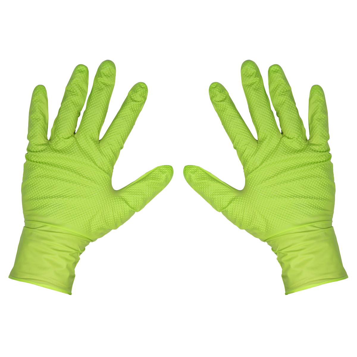 Diamond Grip Extra-Thick Nitrile Powder-Free Gloves, Hi-Vis Green, Large - Pack of 50