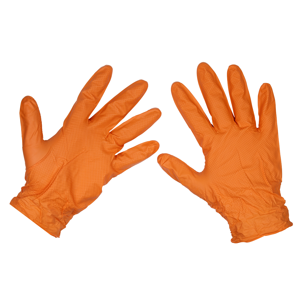 Diamond Grip Extra-Thick Nitrile Powder-Free Gloves, Orange, Large - Pack of 50