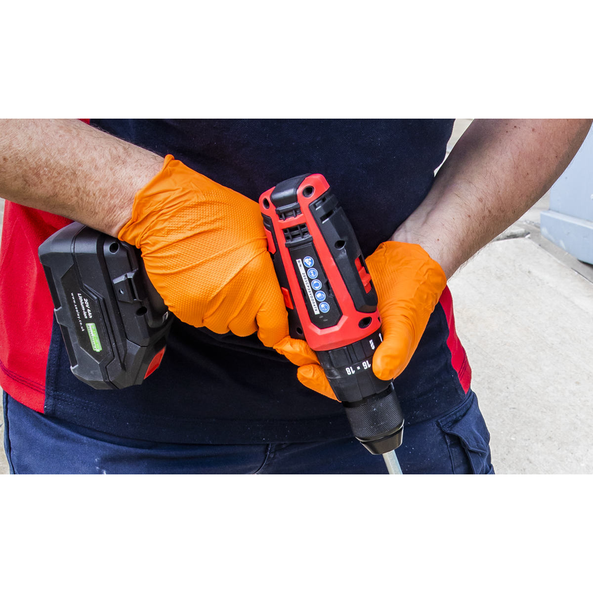 Diamond Grip Extra-Thick Nitrile Powder-Free Gloves, Orange,