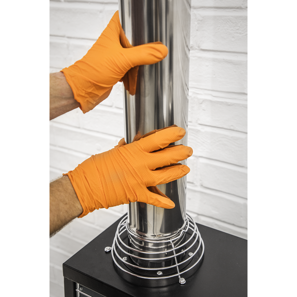 Diamond Grip Extra-Thick Nitrile Powder-Free Gloves, Orange,