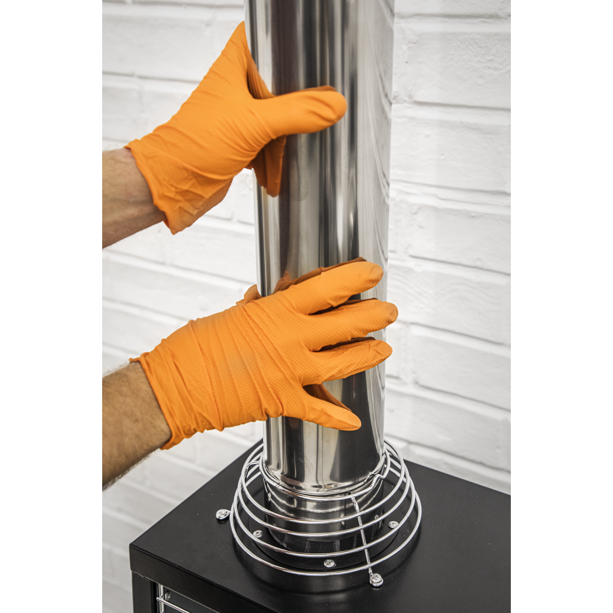 Diamond Grip Extra-Thick Nitrile Powder-Free Gloves, Orange,