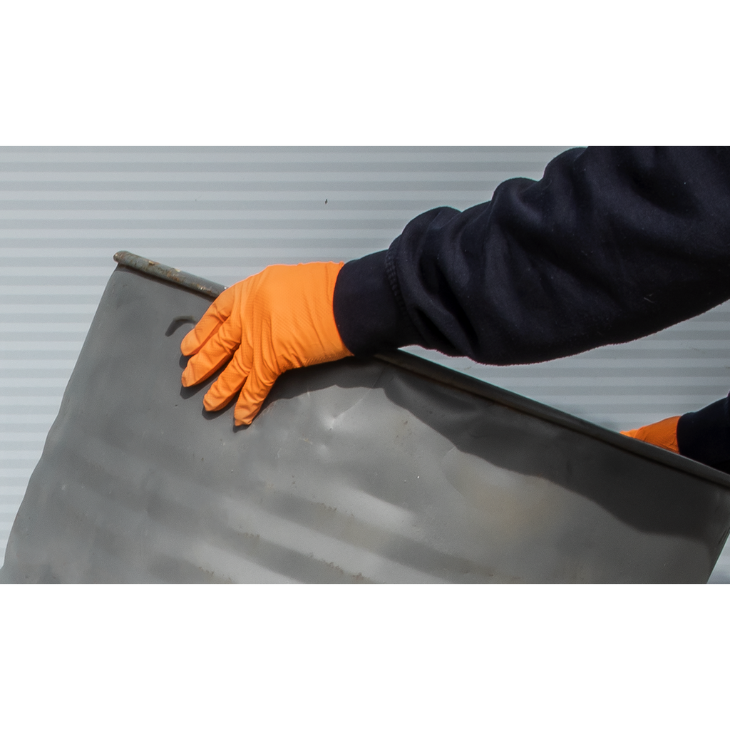 Diamond Grip Extra-Thick Nitrile Powder-Free Gloves, Orange,